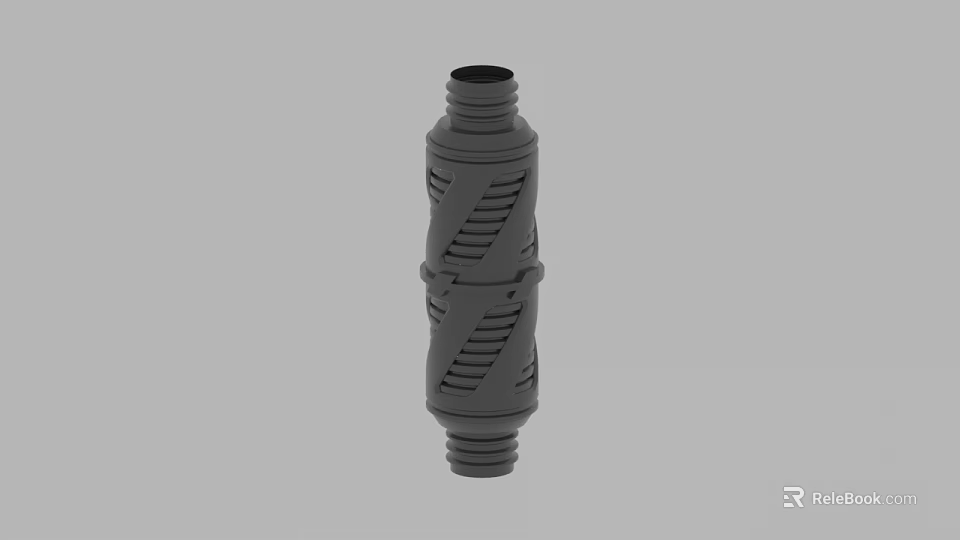 Black Cylindrical Mechanical Component With Threaded Ends And Grooved Surface Design 3d model 