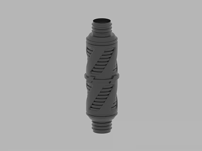 Black Cylindrical Mechanical Component With Threaded Ends And Grooved Surface Design 3d model