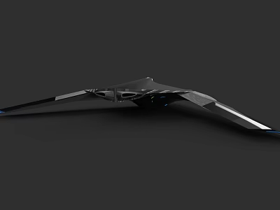 Futuristic Black Aircraft With Sleek Aerodynamic Design And Extended Wings 3d model