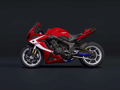 Red Sport Motorcycle With Sleek Design Black Seat And Silver Wheels 3d model