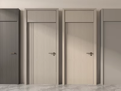 Modern Interior Hinged Doors With Sleek Panels And Different Colors Design 3d model