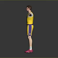 Man in Yellow Lakers Number 12 Jersey with Arms Outstretched and Pink Shoes
