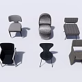 Modern Single Sofa Upholstered In Various Fabrics With Unique Backrest And Armrest Designs 3d model