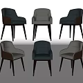 Modern Design Upholstered Dining Chairs With Gray Brown Fabric And Black Legs