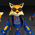 Game Movie Anthropomorphic Fox Character Wearing Sunglasses Blue Outfit Vest And Patterned Tie