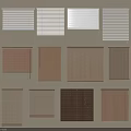 Various Window Blinds In Different Colors And Styles For Home Interior 3d model