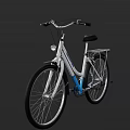 White And Blue City Commuter Bike With Front Light Rear Rack Black Seat And Black Tires