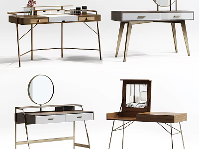 Modern Dressing Tables With Wooden Tops Metal Legs Drawers And Mirrors 3d model