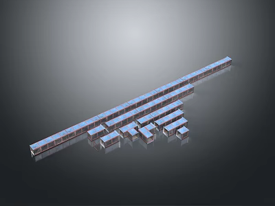 Long Strip Structure Composed Of Metal Cubes Arranged Neatly In 3d model