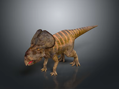 3D Rendered Ceratopsian Dinosaur With Large Frill And Striped Body 3d model