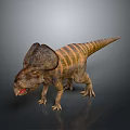 3D Rendered Ceratopsian Dinosaur With Large Frill And Striped Body