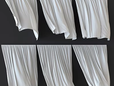 Elegant White Curtains With Soft Pleated Design For Modern Home Decoration 3d model