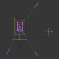 3D Model Purple Tram Design With Yellow Tracks On Black Background