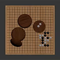 Traditional Wooden Go Board Setup With Stone Pieces Bowls And Small Dish