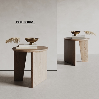 poliform side a few solid wood side a few round a few small tea table dry branch ornaments 3d model