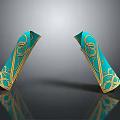 Turquoise Decorative Objects With Intricate Gold Patterns And Symmetrical Design