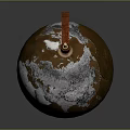 Brown Globe With White Snowy Regions And Red Stand Base