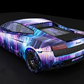 Stylish Sports Car With Purple And Blue Gradient Digital Art Exterior Design