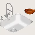 Stainless Steel Kitchen Sink With Faucet And Wooden Bowl