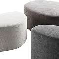 Modern Round Upholstered Ottoman Set of Three Different Sizes and Colors