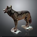 Standing Wolf Sculpture With Open Mouth Brown Purple Spots On White Bases