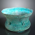 Ancient Style Bronze Furniture Decorative Basin with Green Patina Intricate Carvings and Loop Handles