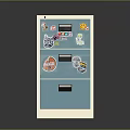 Blue Chest Of Drawers Featuring Multiple Drawers And Decorative Cartoon Stickers