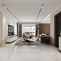 Modern Open Concept Living and Dining Room Interior With Sofa TV Coffee Table And Large Window