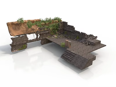 Modern Garden Design With Stone Steps Stone Walls And Lush Green Plants 3d model