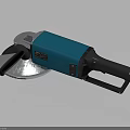 Professional Blue And White Angle Grinder With Black Handle And Metal Disc 3d model