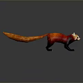 Red And Black Animal Figurine With Long Fluffy Tail On Gray Background With Reflection