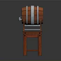 Wooden Barrel Furniture with Stand and Striped Design on Support Structure