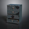Vintage Dark Wooden Chest Of Drawers With Four Drawers And Metal Knobs