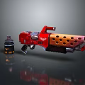 Futuristic Red Tactical Gun With Orange Holes And Side Bottle Accessory