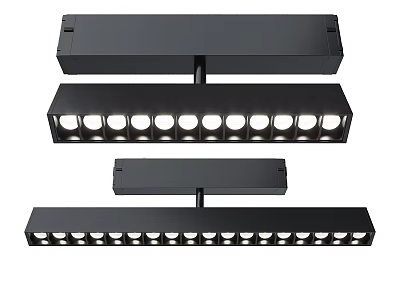 Black Linear Downlight Spotlights With Multiple Bulbs Modern Design For Indoor Lighting 3d model