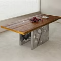 Natural Wood Top Dining Table With Red Grapes White Item Unique Metal Base In Modern Setting