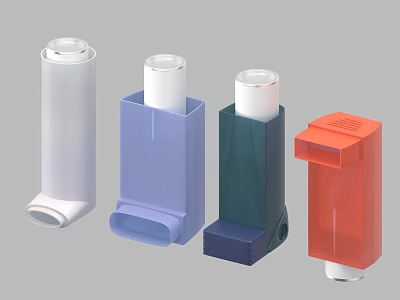 Medical Inhalers in Various Colors and Different Designs for Healthcare Applications 3d model