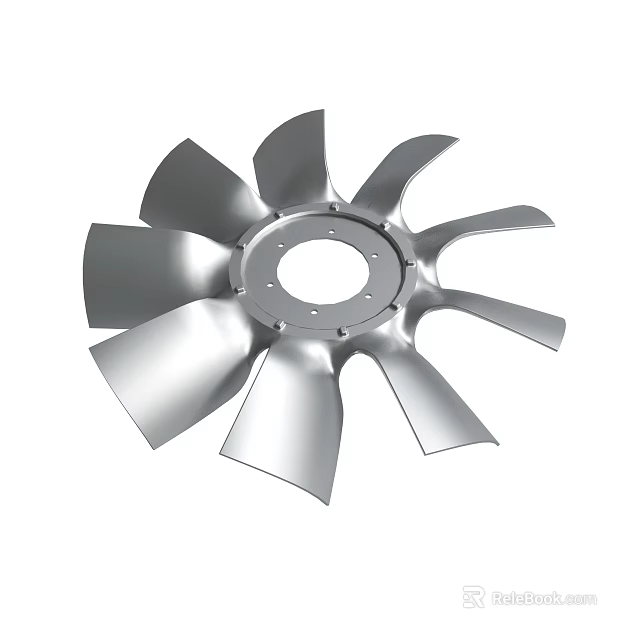 Industrial Metal Fan Blade with Multiple Curved Blades and Central Mounting Hub 3d model 
