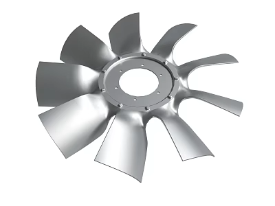 Industrial Metal Fan Blade with Multiple Curved Blades and Central Mounting Hub 3d model