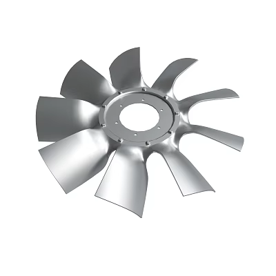 Industrial Metal Fan Blade with Multiple Curved Blades and Central Mounting Hub 3d model