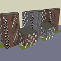 Modern Office Building Complex With Brown And Gray Facade And Multi Storey Design 3d model