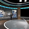Professional News Studio With CNN Money Logo Presenters Large Screen And City Backdrop