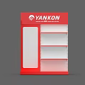 Red Yankon Lighting Display Shelf with Multiple Layers and Bulb Products 3d model