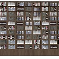 Home Library Wooden Bookcase With Multiple Shelves And Numerous Well Organized Books
