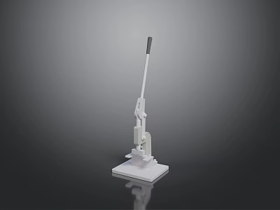 Contemporary Lighting Combination with White Lamp Pole Black Head Square Base on Dark Surface Reflection 3d model