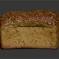 Golden Brown Rectangular Whole Wheat Bread with Sesame and Poppy Seeds on Dark Background