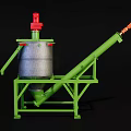 Industrial Equipment With Silver Container Red Top Component Green Frame Inclined Pipe And Orange End