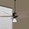 Unique Shaped Pendant Light With Brown Leaf Design In Beige Interior Featuring White Window Blinds 3d model