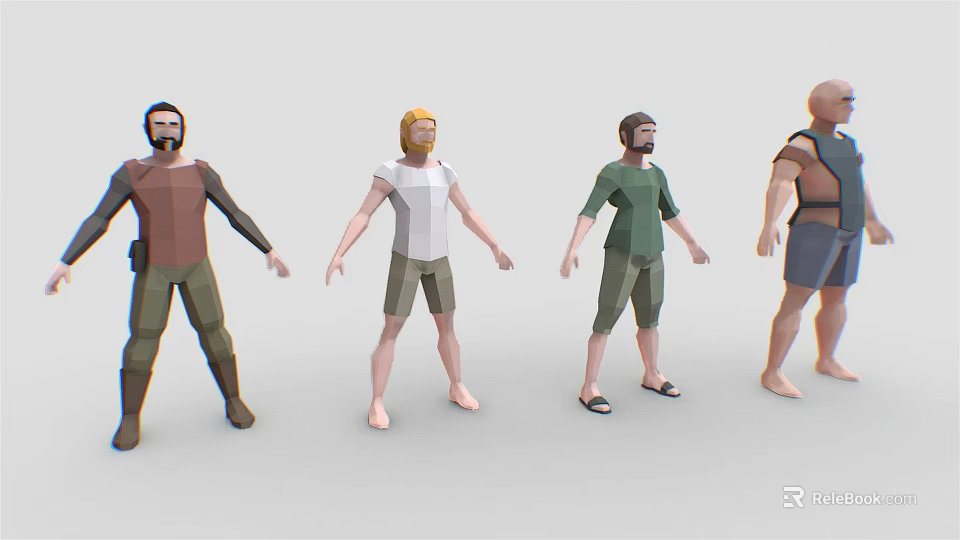 Multiple 3D Characters With Varied Outfits Hairstyles And Casual Poses 3d model 