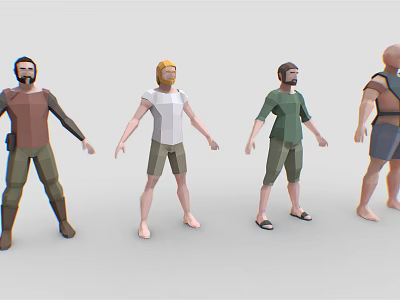 Multiple 3D Characters With Varied Outfits Hairstyles And Casual Poses 3d model